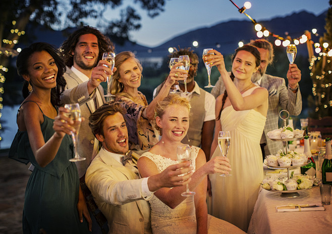 Wedding guests toast...