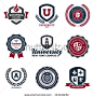 stock vector : Set of university and college school crests and logo emblems