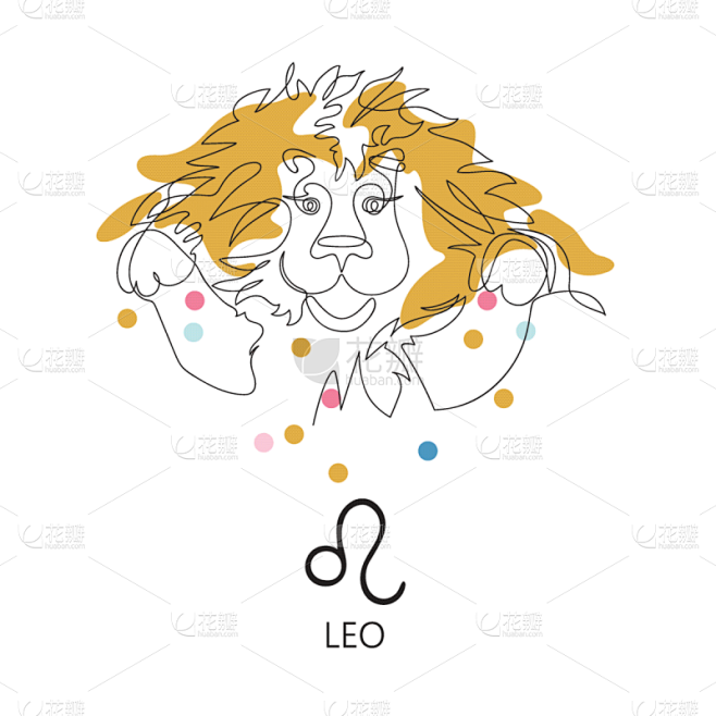 狮子,绘画插图,标志,数字1,风格,简单...