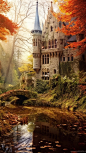 charming hidden fantasy square, bohemian paradise, majestic castle