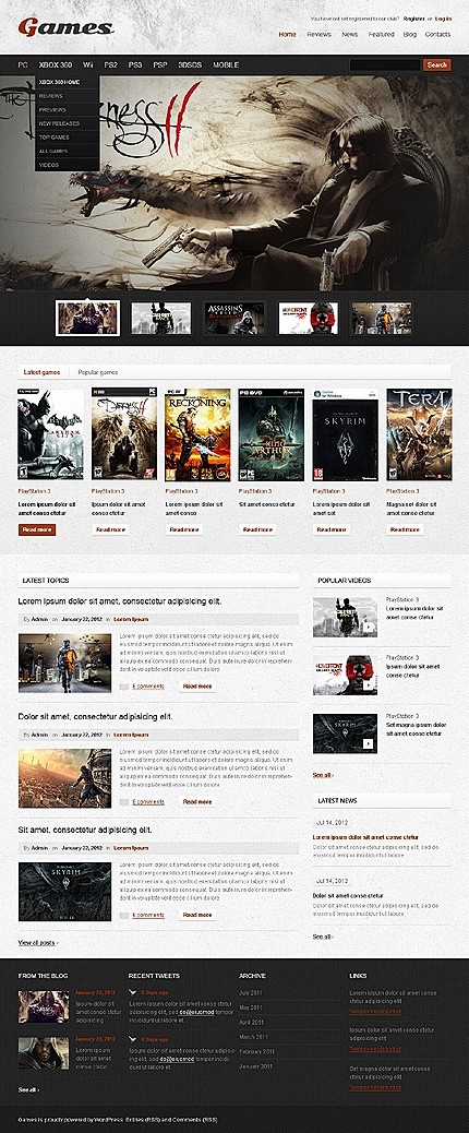 满载现代视频游戏门户网站设计