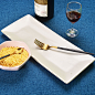 日式白色寿司盘哑光陶瓷大长方条西餐厅家用鱼盘水果糕点沙拉菜盘-淘宝网
