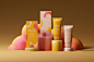 3d Visualisation 3D Visualization date of birth design feeso hand cream mimimal Packaging pink yellow