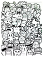 Free coloring page coloring-doodle-art-doodling-7. A Doodle with funny characters, simple to color