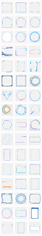 50多款简约线条蓝色科技感边框方框PNG素材