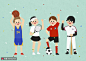 足球篮球棒球羽毛球运动健将儿童插画 人物插画 卡通男女