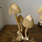 巴厘岛纯手工艺品 木质zakka 原木色迷幻magic蘑菇 纯色木雕摆件