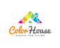 彩色房子LOGO  画室 屋顶 艺术 彩色 工艺品 房子 房屋 创意 商标设计  图标 图形 标志 logo 国外 外国 国内 品牌 设计 创意 欣赏