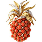 Cartier Coral Diamond Pineapple Brooch