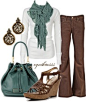 love the brown and teal....and the shoes :)