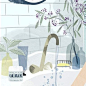 Bathroom illustration by Babeth Lafon for @annabelle_mag.
