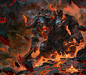 Fire Bovine, Rudy Siswanto : Here is one of he card I Made for Mithgard , lava Minotaur come out from mountain eruption 
 the idea of crossover minotaur and lava golem is epic!!

Love how they gave me freedom to do the visual look  of the character

pleas