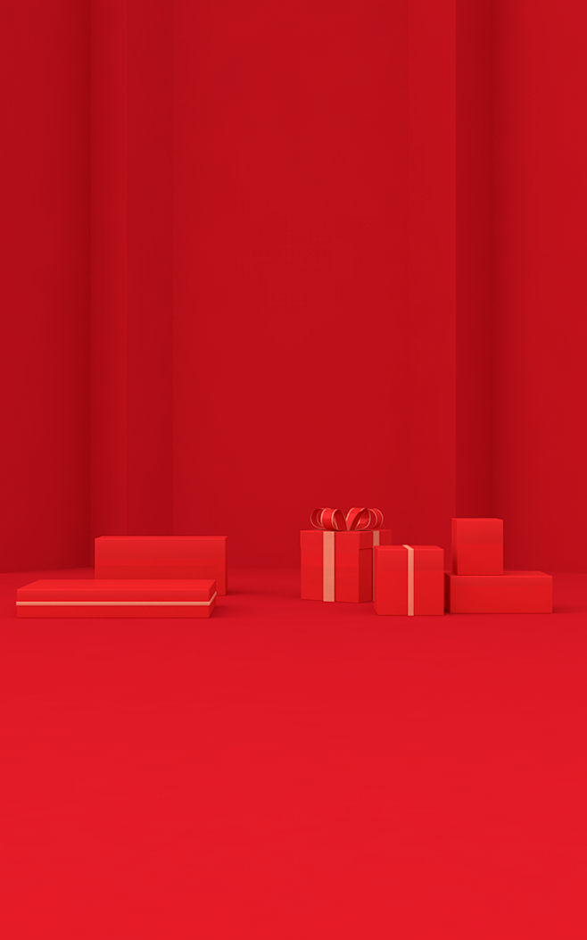 礼盒红色背景750x1200