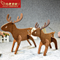 圣诞装饰品幼儿园创意无纺布桌面迷你圣诞鹿立体大小号麋鹿摆件-淘宝网