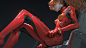 Anime 1456x816 anime anime girls bodysuit Asuka Langley Soryu closed eyes long hair low-angle ponytail