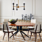 Jonathan Adler Caracas Six-Light Chandelier : Kinetic Modernism.Simple geometric shapes—cones and spheres—collide with dynamic results in our Caracas Six-Light Chandelier. Antiqued and blackened brass create a chic and classique contrast. The three arms o