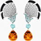 Everlasting Light set, Palais de la chance collection, Van Cleef & Arpels:<br/>Short earrings: White gold, diamonds, tourmalines, onyx, yellow gold and Mandarin garnets.