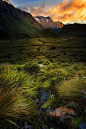 山的夕阳，新西兰
Mountain Sunset, New Zealand