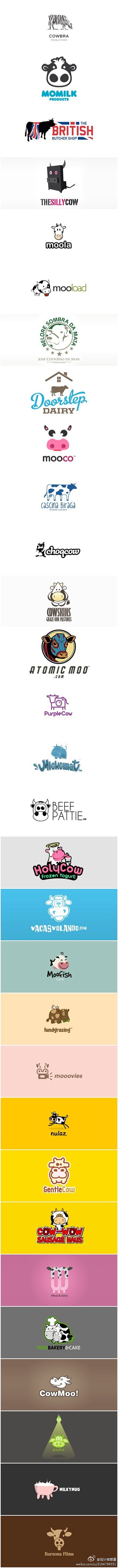30个以奶牛为元素的logo设计。