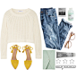 A fashion look from September 2015 featuring open stitch sweater, rolled up jeans and dorsay pump. Browse and shop related looks.