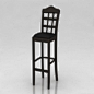 欧式复古简约经典转椅子实木方格镂空高脚吧凳椅子3d模型