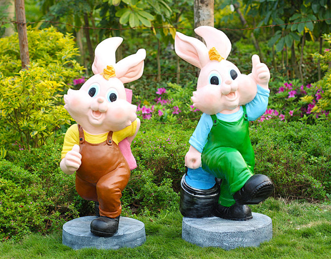 园林摆件户外仿真卡通动物装饰品可爱大兔子...