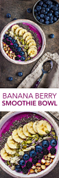 With blueberries, blackberries, bananas, chia seeds, and more, this smoothie bowl is just what you need to power up for the day. Click through for the recipe! // breakfasts // snacks // fruit // Shakeology // healthy food // quick easy recipes // nutritio