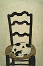 常玉-蜷伏在椅子上的猫-73×50-布面油画-1929