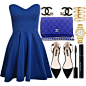 A fashion look from June 2014 featuring blue dress, black shoes and quilted handbags. Browse and shop related looks.