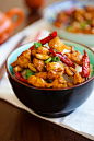 Kung Pao Chicken - Chinese takeout classic loaded with spicy chicken, peanuts, vegetables in a mouthwatering Kung Pao sauce. This easy homemade recipe is healthy, low in calories and much better than takeout | rasamalaysia.com