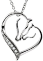 A Mare and Foal Nuzzle Each other Lovingly Creating a Gorgeous Heart Outline in This Touchingly Sweet Sterling Silver Pendant. 6 Diamond Accents Add Sparkle. NOTE: The very facets that create the beau