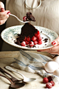 guinness cake with raspberries