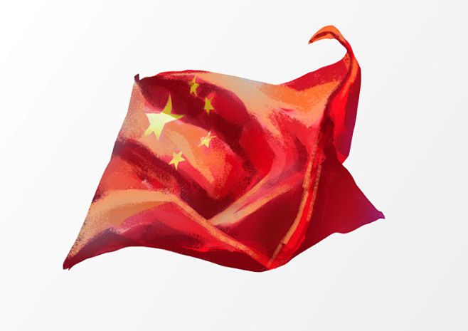 水彩风格的中国国旗矢量设计，国庆，国旗，...