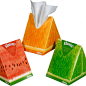 水果味的 Kleenex 纸巾包装，做成水果的外观，味道在包装上一览无疑。