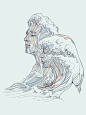 英国艺术家Natasha Newton插画作品，以海浪为元素来塑造人物形象。