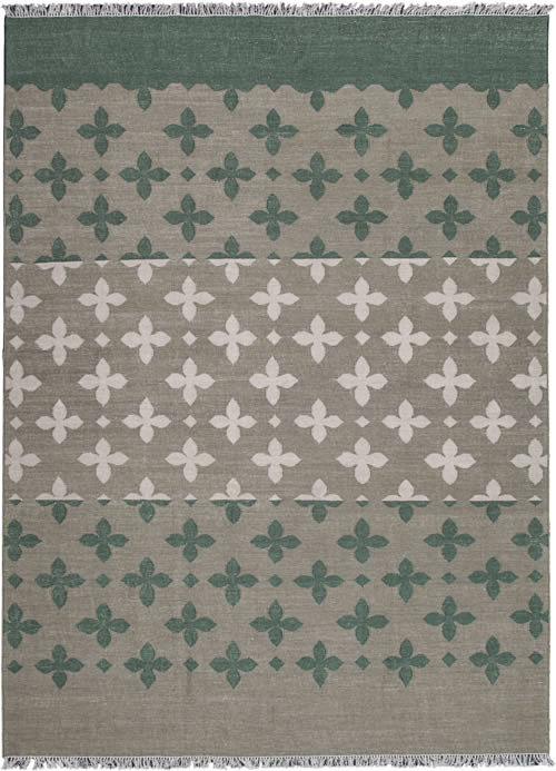 新中式灰绿色几何叶子图案地毯贴图