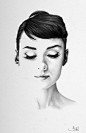 So beautiful. Audrey Hepburn Pencil Drawing Portrait Classic by IleanaHunter