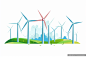 绿色生态风力涡轮工业新能源场景插画