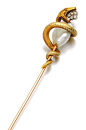 Pearl and Diamond Stick Pin, late 19th Century.: 