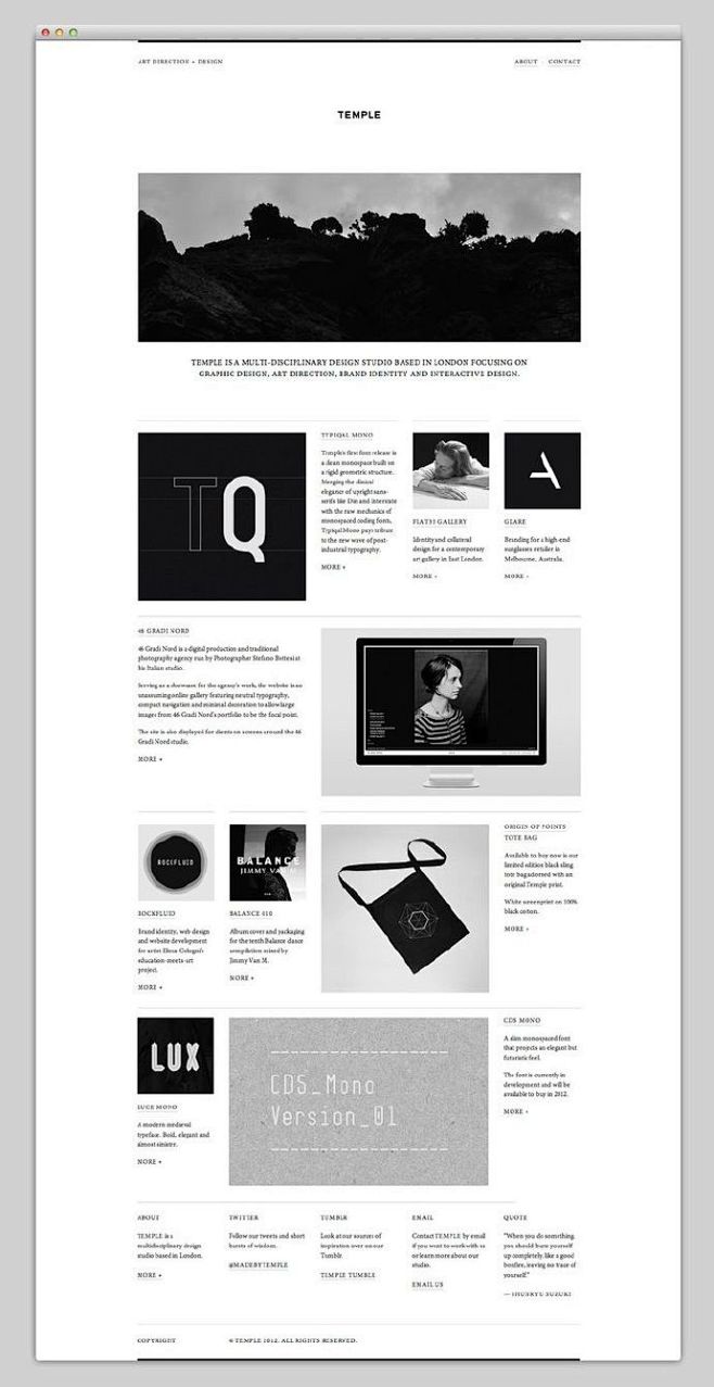 黑白简约网页排版设计。
