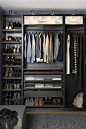 Having an organized closet makes getting ready in the morning so much easier. With the PAX/KOMPLEMENT wardrobe system you can choose frames in finishes to suit your style and customize the organization inside to suit your needs.: 