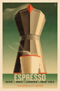 其中可能包括：an advertisement for espresso coffee in london, new york on the world of coffee