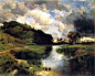 托马斯·莫兰（Thomas Moran，1837-1926）， 这组主要是他笔下的美国风景，从哈德逊河到落基山，壮美异常。目前看，都跟照片相仿佛，可是对于美国人，这就是鸿蒙初辟的“新大陆”。