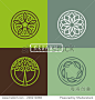 Vector abstract emblem - outline monogram - ecology sign and icons - logo design templates 正版图片在线交易平台 - 海洛创意（HelloRF） - 站酷旗下品牌 - Shutterstock中国独家合作伙伴