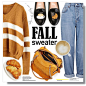 #fallsweater #fall2015 #denim #jeans #flats #jumper #sweater #polyvoreeditorial #polyvore @polyvore-editorial @polyvore-editorial