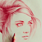 Red colored pencil  sketch - wow!