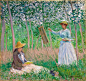 In the Woods at Giverny: Blanche Hoschedé at Her Easel with Suzanne Hoschedé Reading
艺术家：莫奈
年份：1887
材质：Oil on canvas
尺寸：97.7 x 91.4 CM