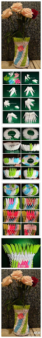 手工折纸一瓶花： 好喜欢这折纸