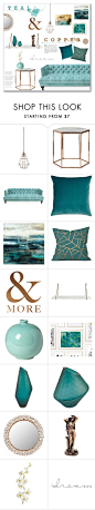 "Teal & Copper: Living Room" by lauren-a-j-reid ❤ liked on Polyvore featuring interior, interiors, interior design, home, home decor, interior decorating, Bloomingville, Jonathan Adler, Legacy Home and Leftbank Art