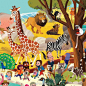 一张动物园的插画完整图及其细节<br/>难得的是每个动物不仅有形态，更有动作和细节，互动感也是满满的！#插画##儿童插画# 作者kim Smith